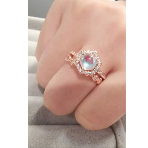 Cubic Zirconia Diamond Rings Set 2 Rings 18KGP Rose Gold Stackable Rings Jewellery Size 8