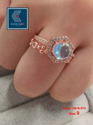 Cubic Zirconia Diamond Rings Set 2 Rings 18KGP Rose Gold Stackable Rings Jewellery Size 9