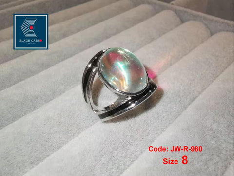 Cubic Zirconia Diamond Ring 925 Sterling Silver Vintage Moonstone Ring Jewellery Size 8