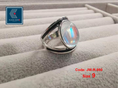 Cubic Zirconia Diamond Ring 925 Sterling Silver Vintage Moonstone Ring Jewellery Size 9