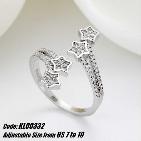 CZ Diamond 18KGP White Gold Multi-Layer Star Ring 925 Silver Jewellery