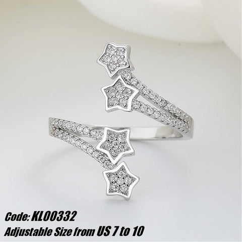 CZ Diamond 18KGP White Gold Multi-Layer Star Ring 925 Silver Jewellery