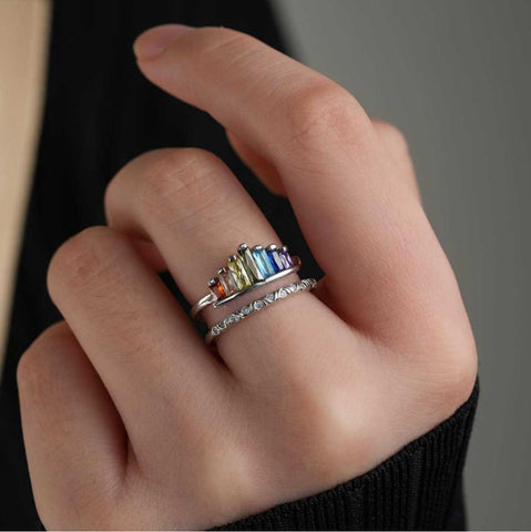 CZ Diamond 18KGP White Gold Rainbow Crown Opening Ring Jewellery