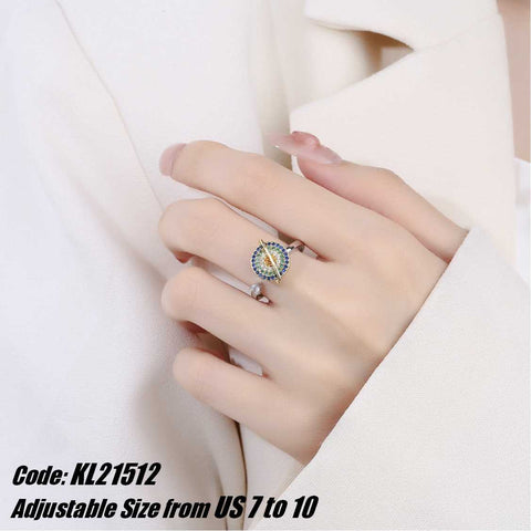 CZ Diamond 18KGP White Gold Shining Rotatable Planet Open Ring Jewellery