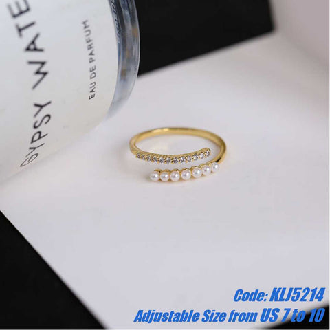 CZ Diamond 18KGP Yellow Gold Boho Baroque Pearl Beaded Ring Jewellery