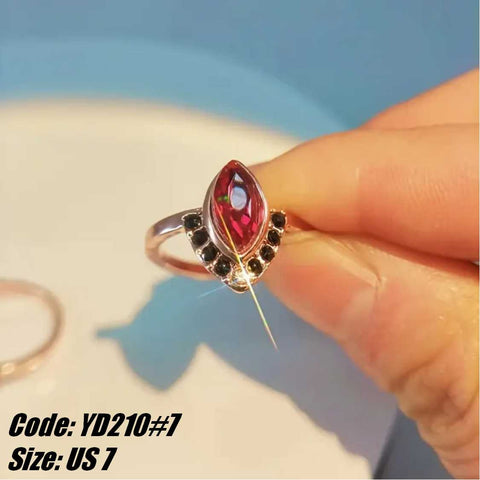 2Pcs CZ Diamond 18KGP Rose Gold Vintage Ruby Ring Wedding Jewellery Size 7