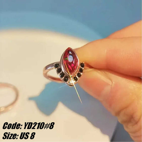 2Pcs CZ Diamond 18KGP Rose Gold Vintage Ruby Ring Wedding Jewellery Size 8