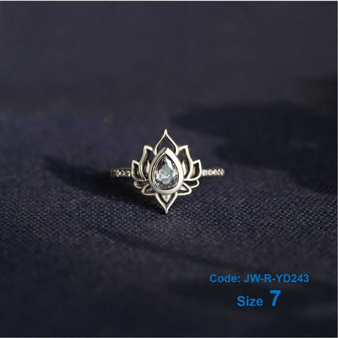 Women's Ring Retro Lotus Water Droplet-shaped Ring Jewellery Size 7