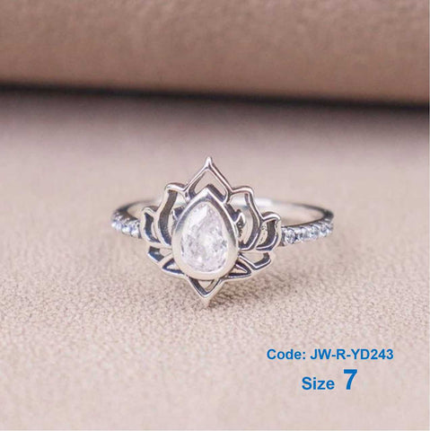 Women's Ring Retro Lotus Water Droplet-shaped Ring Jewellery Size 7