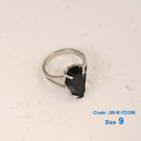 925 Sterling Silver Black Coffin Ring Gothic Gemstone Ring Halloween Jewellery Size 9