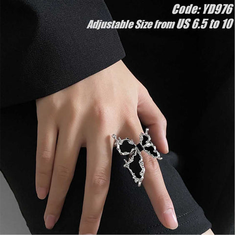 Women's Ring Gothic Black Butterfly Ring Cyberpunk Dark Jewellery