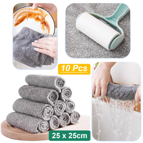 10 Pcs Microfiber Cleaning Cloth Kitchen Cleaning Towel Dishcloth Absorbent