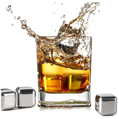 4Pcs Ice Cubes Whiskey Stones Chilling Metal Stones for Scotch Bourbon Whiskey