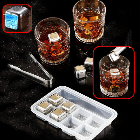 4Pcs Ice Cubes Whiskey Stones Chilling Metal Stones for Scotch Bourbon Whiskey