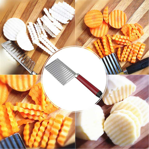 2Pack Kitchen Knives Stainless Steel Wave Cutter Tools French Fry Slicer