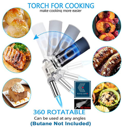 Butane Torch Kitchen Gas Blow Torch Adjustable Flame Creme Brulee Baking BBQ