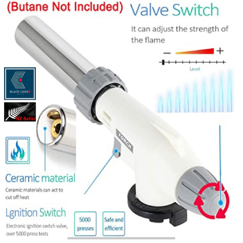 Butane Torch Kitchen Gas Blow Torch Adjustable Flame Creme Brulee Baking BBQ