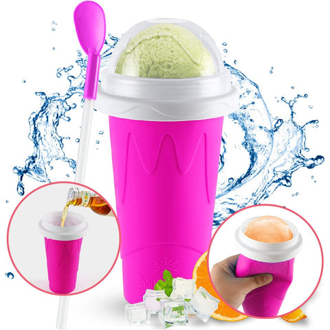 Slushy Maker Cup Quick Frozen Magic Cup DIY Homemade Squeeze Icy Cup Pink