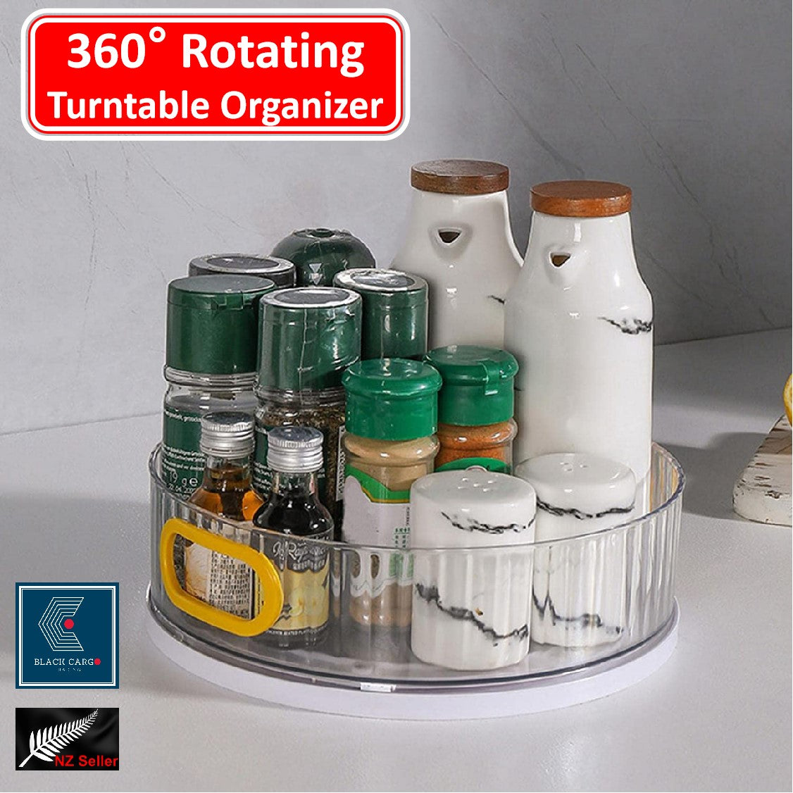 360° Rotating Turntable Organizer Spice Seasoning Cosmetic Storage Lazy Susan - Referdeal