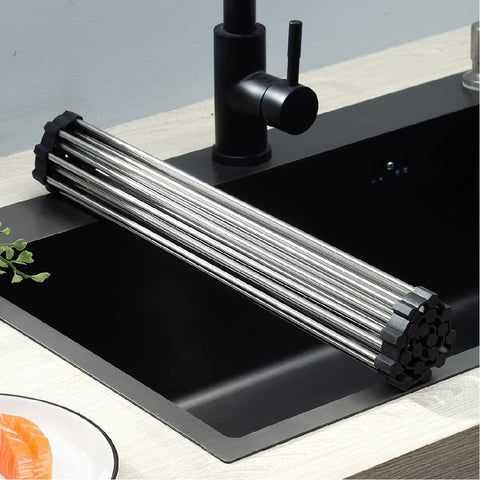 Kitchen 45cm Stainless Steel Roll Up Over Sink Dish Drying Rack for Utensils