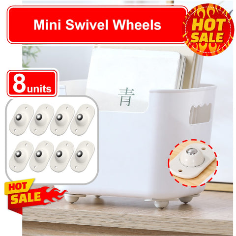 8Pcs Self Adhesive Mini Swivel Caster Wheels Stainless Steel Universal Wheel Ball