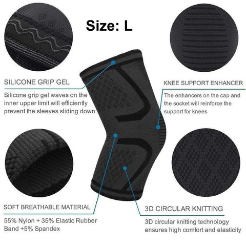 Knee Brace Knee Pad Guards Compression Support Sleeve - Size L