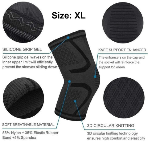 Knee Brace Knee Pad Guards Compression Support Sleeve - Size XL
