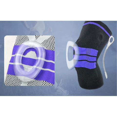Silicone Gel Knee Brace Compression Sleeve with Side Spring Support-XL