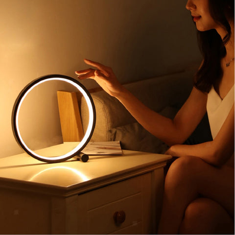 Modern Circle Style Bedside Table Lamp Desk Lamps LED 3000K Warm Light