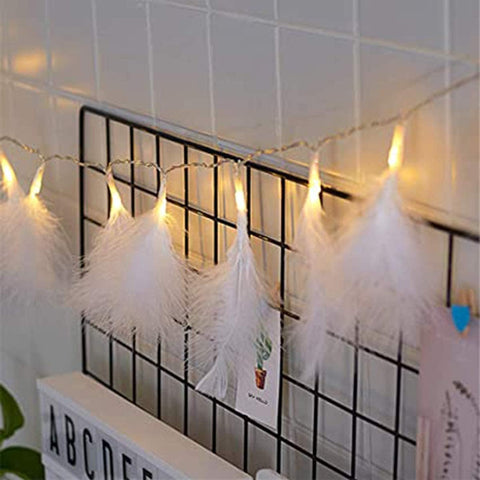 Fluffy Feather Fairy LED String Lights -Pink Feather