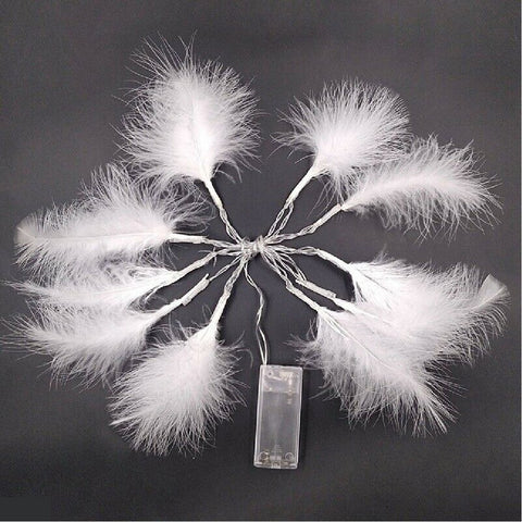 Fluffy Feather Fairy LED String Lights -Pink Feather