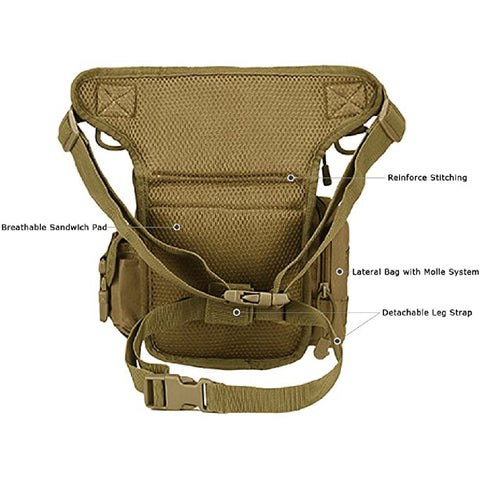 Tactical Hunting Bag Drop Leg Bag Waist Bag Motorcycle Outdoor Bag - Black
