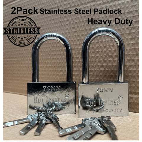 Heavy Duty 2Packs 70mm Long Shackle Padlocks Outdoor Container Locks with 4 Keys