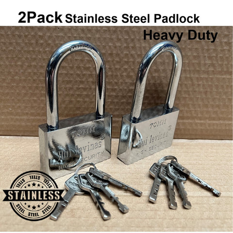 Heavy Duty 2Packs 70mm Long Shackle Padlocks Outdoor Container Locks with 4 Keys