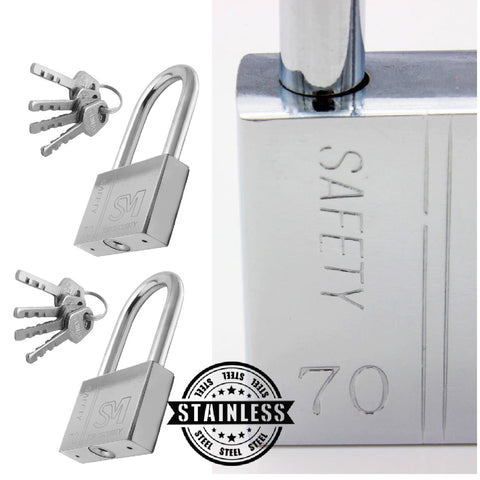 Heavy Duty 2Packs 70mm Long Shackle Padlocks Outdoor Container Locks with 4 Keys