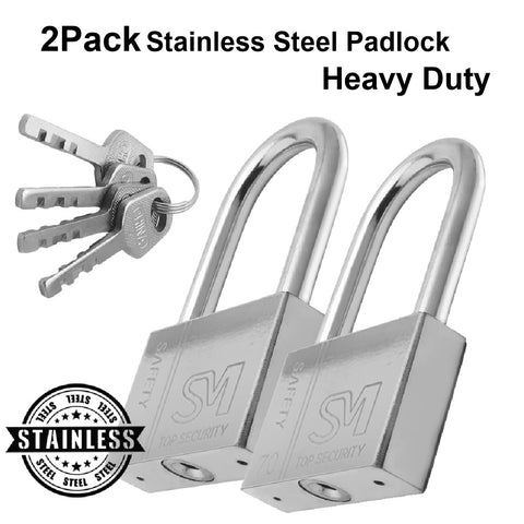 Heavy Duty 2Packs 70mm Long Shackle Padlocks Outdoor Container Locks with 4 Keys