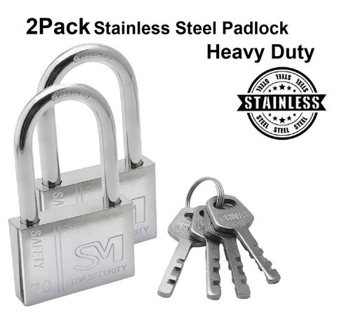 Heavy Duty 2Packs 70mm Long Shackle Padlocks Outdoor Container Locks with 4 Keys