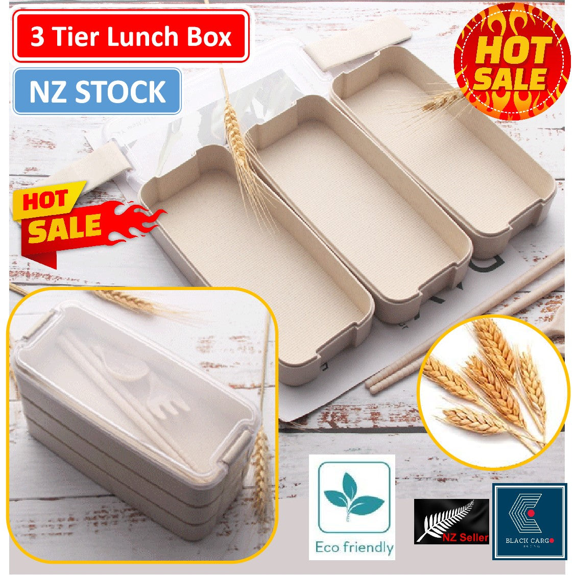 3 Tier Bento Lunch Box Japanese Style for Kids Adult - Referdeal