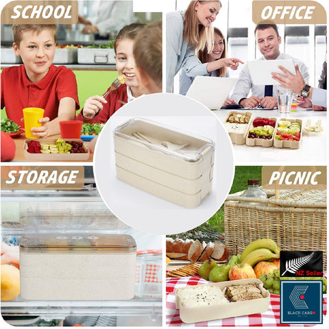 3 Tier Bento Lunch Box Japanese Style for Kids Adult - Referdeal