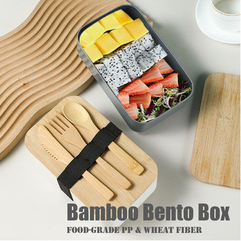 Bamboo Bento Box Japanese Lunch Box Compartment Stackable Container