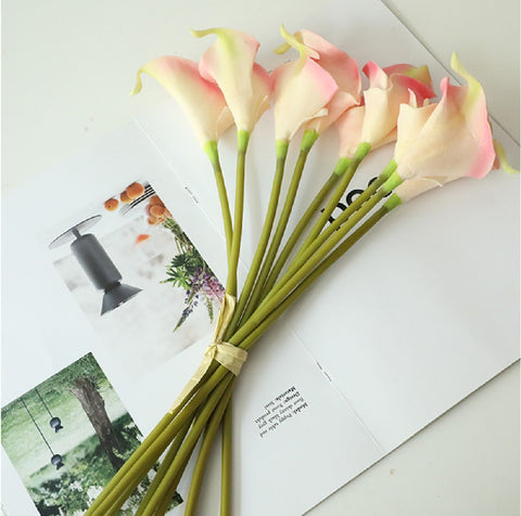 9Pieces Real Touch Calla Lily Artificial Flowers 35.5cm Silk Flowers