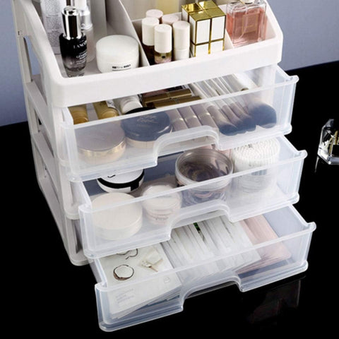 4-Tier Makeup Organizer Storage Box Multifunctional Desktop Organizer 3 Drawers