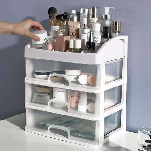 4-Tier Makeup Organizer Storage Box Multifunctional Desktop Organizer 3 Drawers