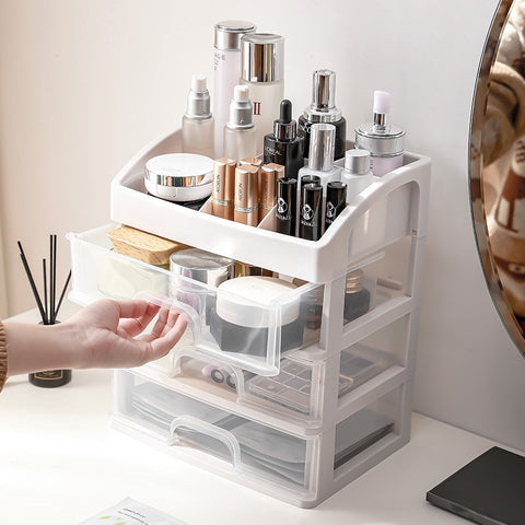 4-Tier Makeup Organizer Storage Box Multifunctional Desktop Organizer 3 Drawers