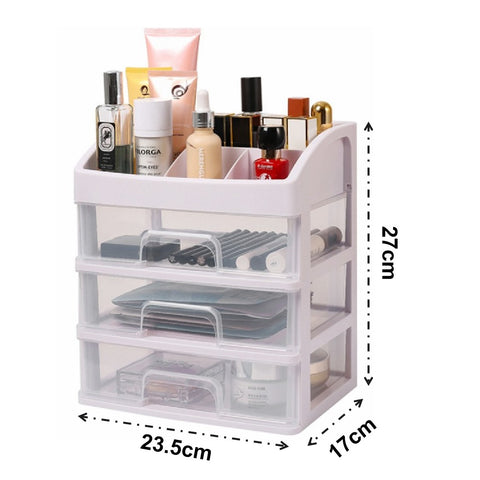 4-Tier Makeup Organizer Storage Box Multifunctional Desktop Organizer 3 Drawers