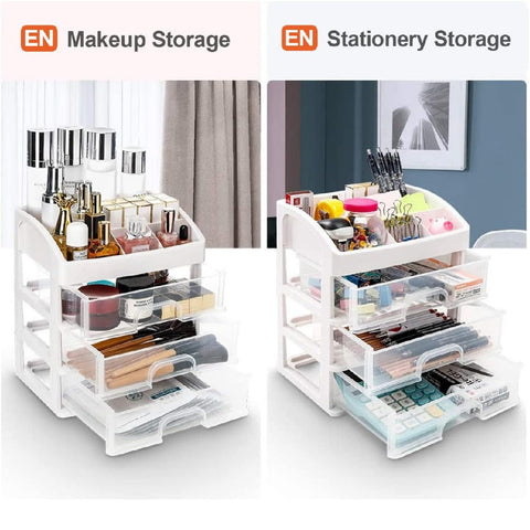 4-Tier Makeup Organizer Storage Box Multifunctional Desktop Organizer 3 Drawers