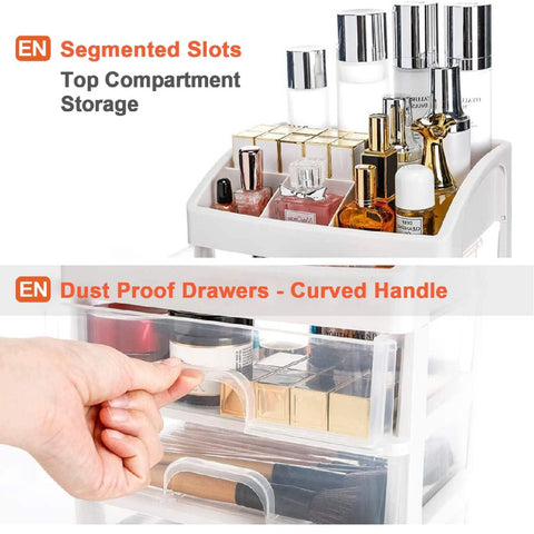 4-Tier Makeup Organizer Storage Box Multifunctional Desktop Organizer 3 Drawers