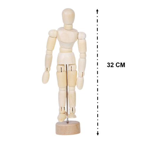 Wood Artist Drawing Manikin Articulated Mannequin with Base and Flexible Body 14 Jointed Doll