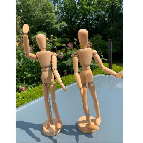 Wood Artist Drawing Manikin Articulated Mannequin with Base and Flexible Body 14 Jointed Doll