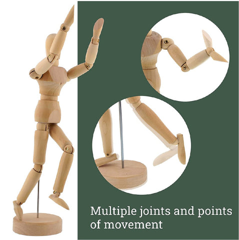 Wood Artist Drawing Manikin Articulated Mannequin with Base and Flexible Body 14 Jointed Doll